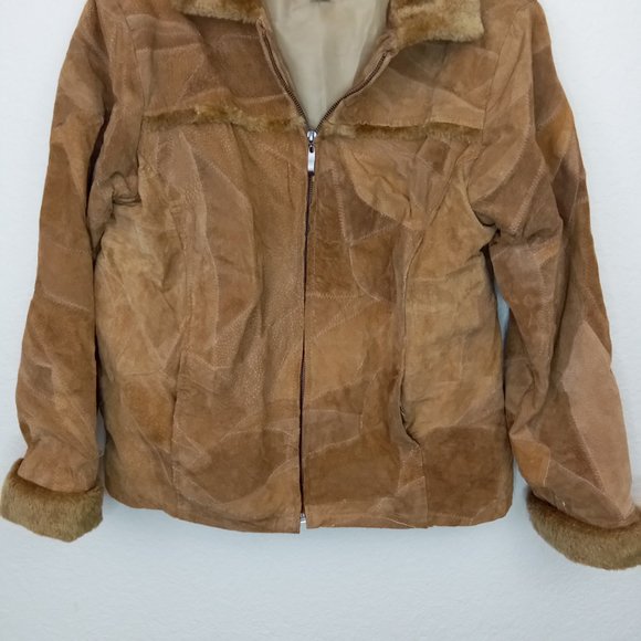 Leather Works Tan Suede Leather Faux Fur Jacket - Picture 3 of 13